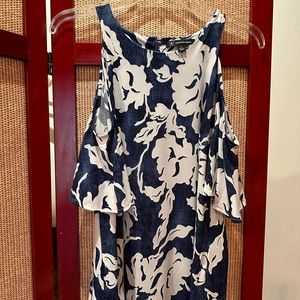 INC blue & white cold shoulder Top size S